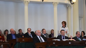 Sen. Claire Ayer (D-Addison) speaks Wednesday in support of Vermont's end-of-life law on the Senate floor.