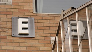 The "E" building at Burlington High School, site of recent health complaints.