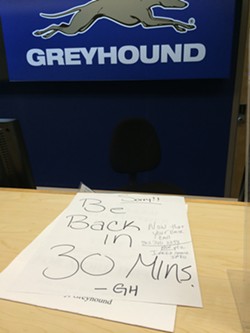The Greyhound desk after the announcement - CORIN HIRSCH