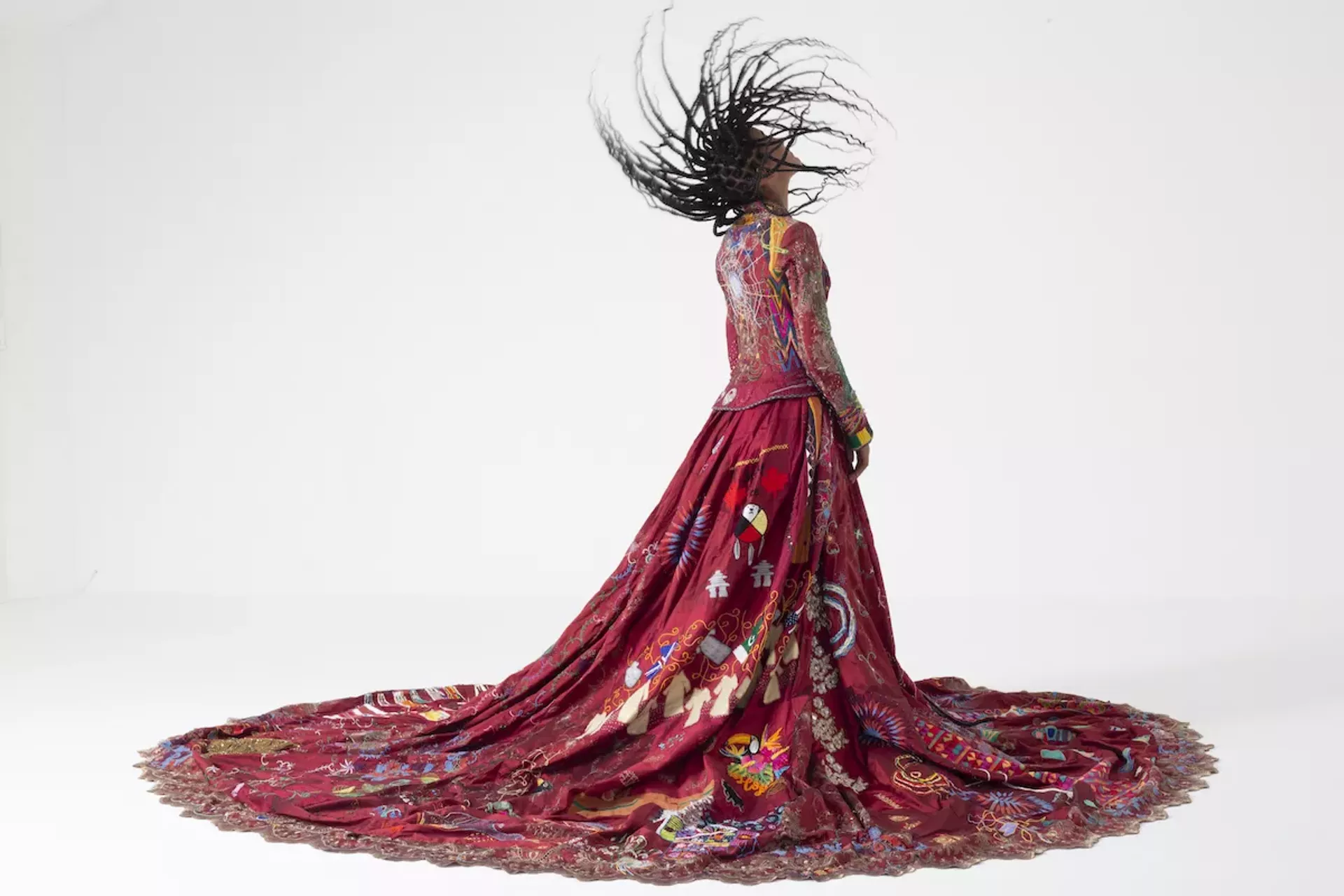 The Red Dress worn by UK artisan Freya Lusher