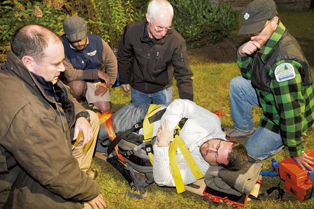 Ski patrol trainees during the Outdoor Emergency Care course - JAMES BUCK