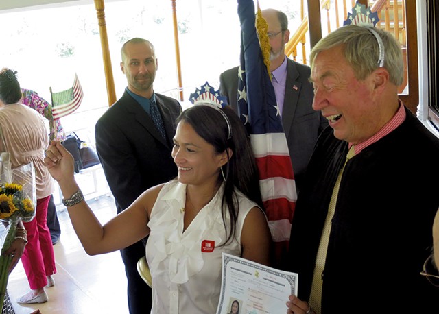 Hameda Hinkle at her naturalization ceremony in September - MATTHEW THORSEN