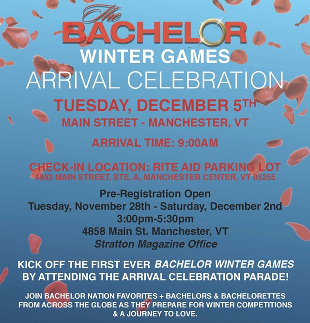 'The Bachelor: Winter Games' Arrival Celebration flyer - VERMONT PRODUCTION COUNCIL