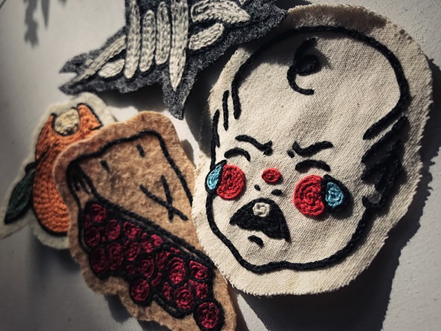 CryBB Patch, Cherry Pie Patch, One Juicy Peach Patch and Barbed Patch by Bad Luck Goods - COURTESY OF BAD LUCK GOODS