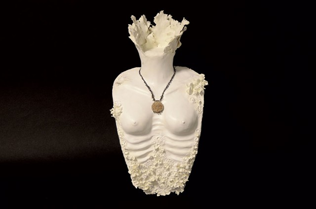 "#MeToo Sculpted Bust" by Beth Robinsonand "#MeToo Necklace" by Annika Rundberg