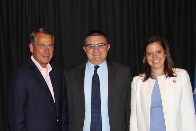 Jack Moulton, center, with former U.S. House speaker John Boehner and Rep. Elise Stefanik - COURTESY PHOTO