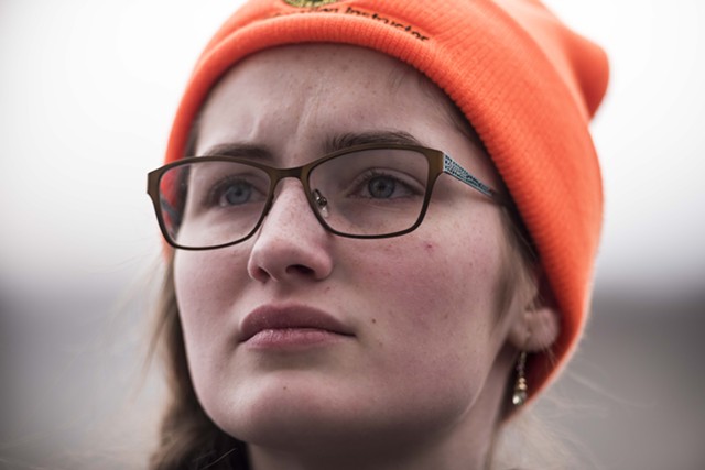 Jennifer Tedesco, 17, of Woodbury, joins other opponents of the new gun legislation. - JOSH KUCKENS