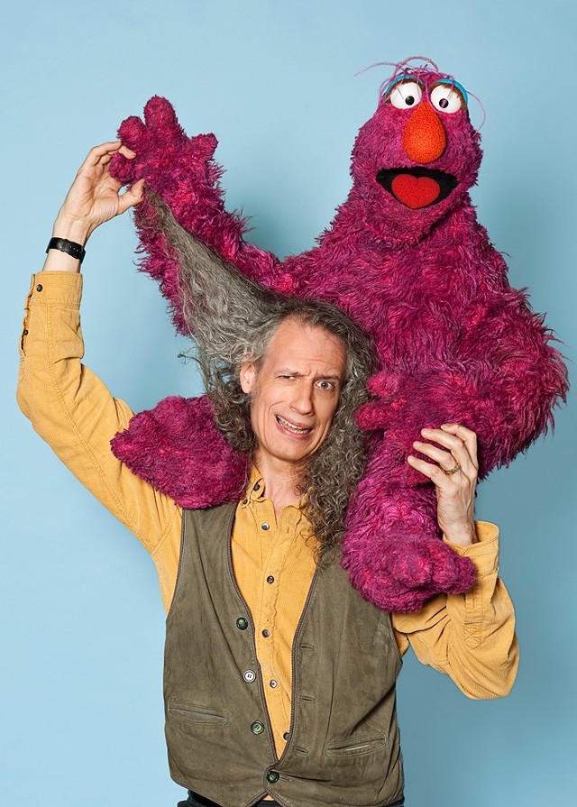 Martin Robinson with Telly Monster puppet - COURTESY OF SHELBURNE MUSEUM