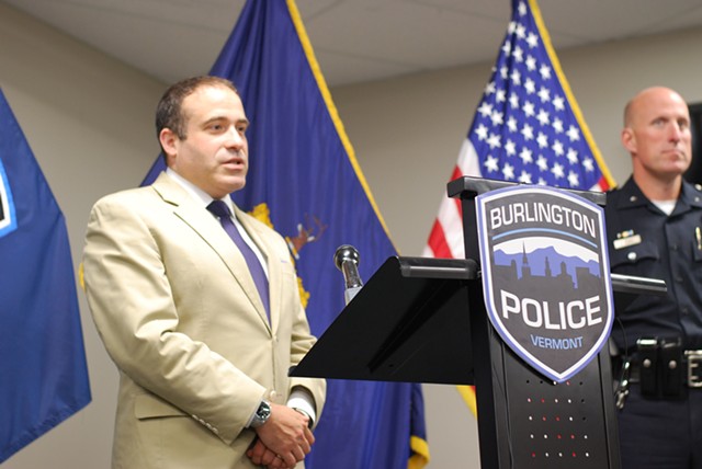 Burlington Police Chief Brandon del Pozo at a press conference Monday - SARA TABIN