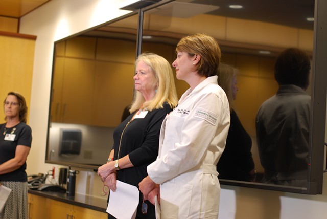 The hospital's chief operating officer Eileen Whalen (center) and Dr. Isabelle Desjardins - SARA TABIN