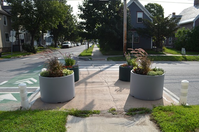 Planters at Elmwood Avenue and Grant Street in Burlington's Old North End - KATIE JICKLING