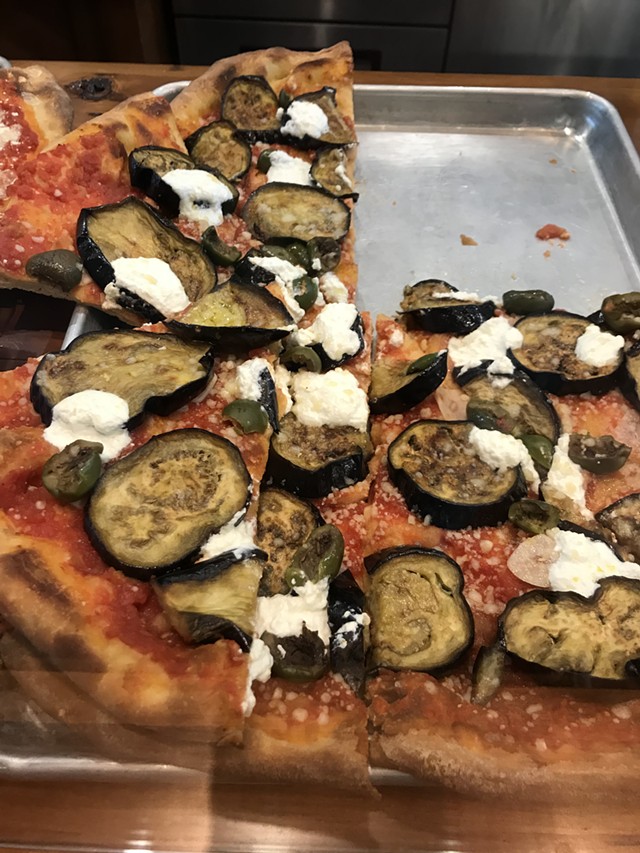Eggplant pizza at Philo Ridge Farm - SALLY POLLAK