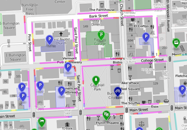 Burlington's interactive parking map - SCREENSHOT