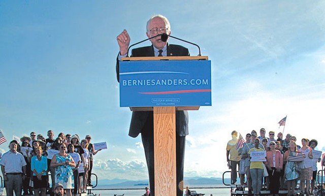 Sen. Bernie Sanders holds his first presidential campaign kickoff at the Burlington waterfront in 2015. - FILE: MATTHEW THORSEN