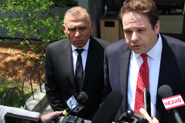 Ariel Quiros, left, with his lawyer, Seth Levine - PAUL HEINTZ