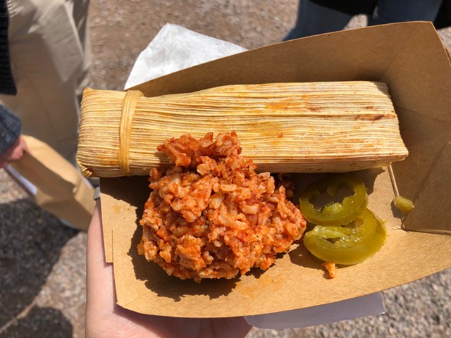 Black bean and corn tamale from Gracie's - SABINE POUX