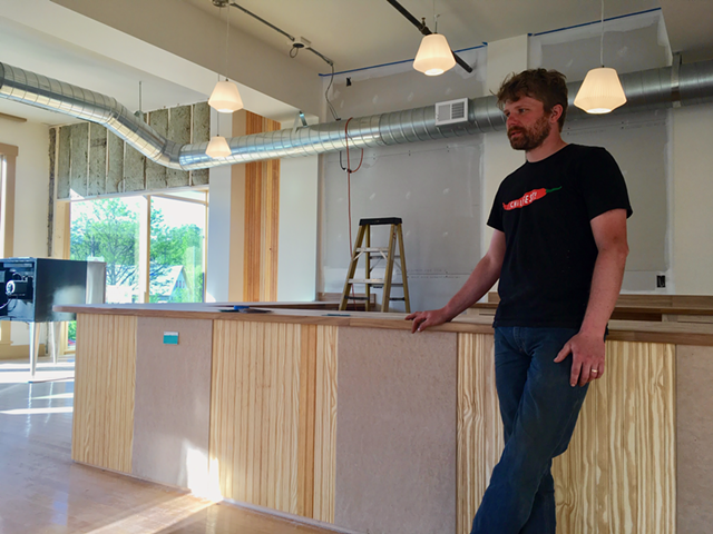 Tobin Myers Porter at Front Seat Coffee during renovation - COURTESY OF FRONT SEAT COFFEE