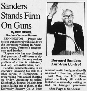 An October 28, 1991, account of Bernie Sanders' visit to Bennington following a shooting at the Eveready Battery plant - RUTLAND HERALD