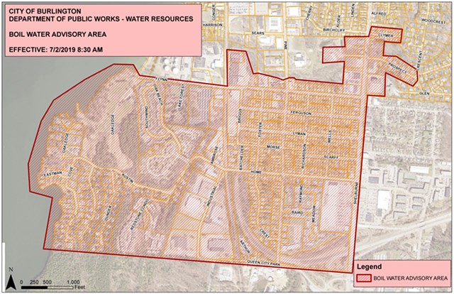 Areas affected by boil water notice - CITY OF BURLINGTON