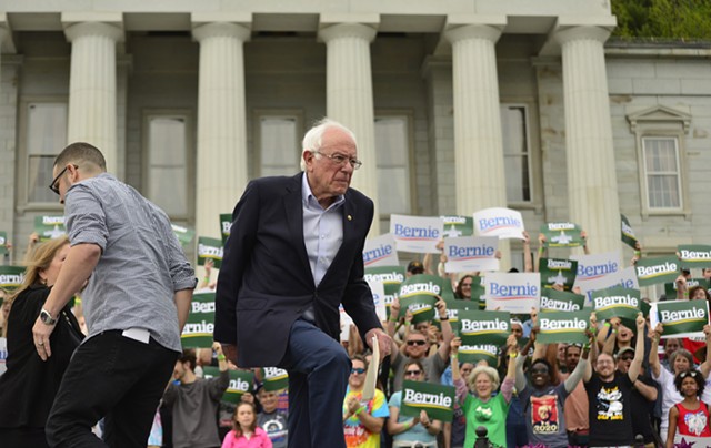 Sen. Bernie Sanders at a Montpelier rally in May - FILE: STEFAN HARD