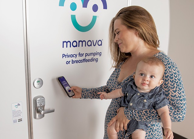 A mom going into a Mamava lactation "pod" - COURTESY OF MAMAVA