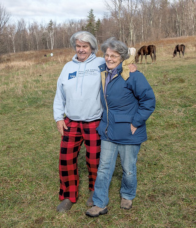 Founding mother Glo Daley and her partner, Susan Smith, on HOWL land - KAREN PIKE
