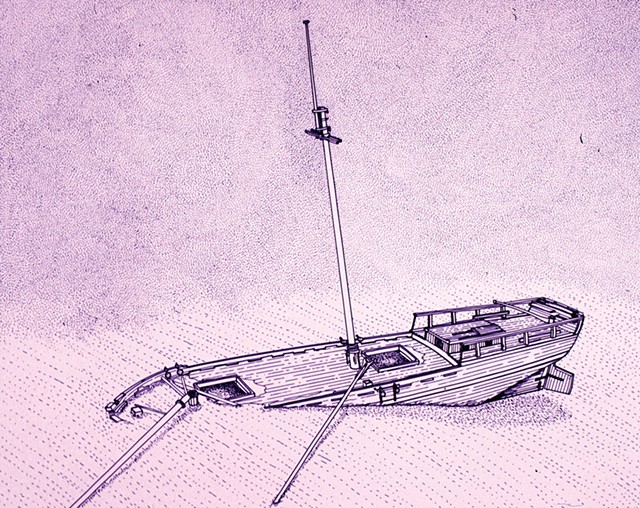 Drawing of the Sarah Ellen at the bottom of Lake Champlain - COURTESY OF KEVIN CRISMAN