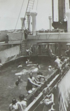 Passengers swim in the ship's pool - COURTESY OF THE KEIBEL FAMILY