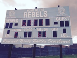 The Rebels scoreboard at South Burlington High School - MOLLY WALSH/SEVEN DAYS