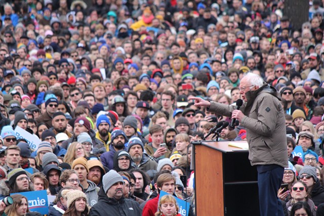 Sen. Bernie Sanders campaigning Saturday on Boston Common in Massachusetts - PAUL HEINTZ