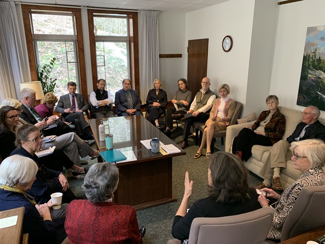 Vermont House leaders meeting in Speaker Mitzi Johnson's office Thursday afternoon - PAUL HEINTZ