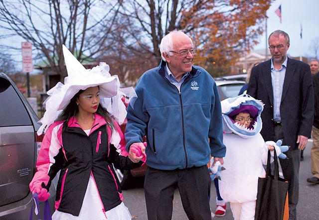 Sen. Bernie Sanders trick-or-treating with his grandchildren in Lebanon, N.H. - COURTESY OF BERNIESANDERS.COM