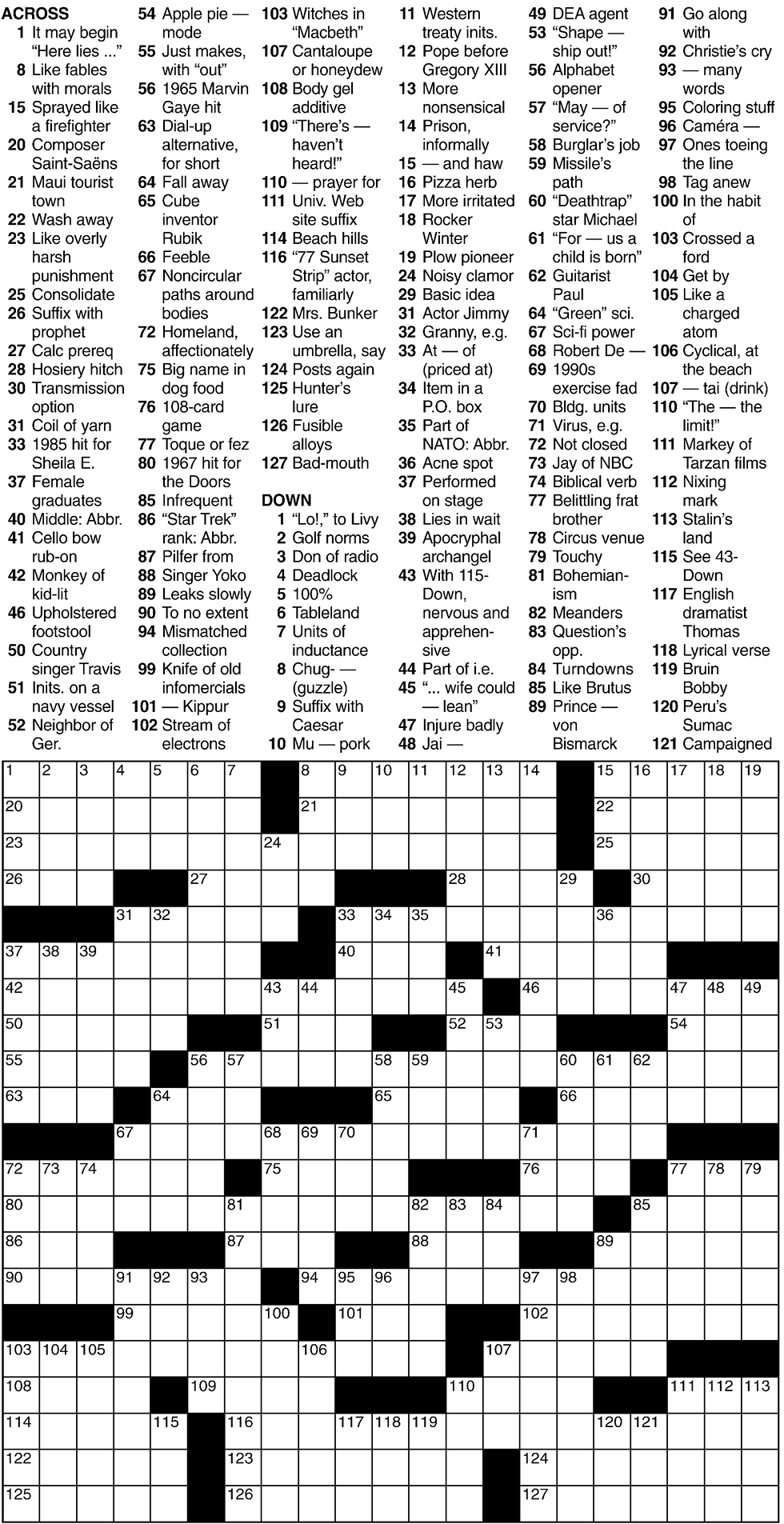 Crossword: quot Out of the Ordinary quot (3/25/20) Crossword Seven Days