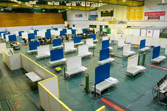 Hospital Prepares UVM's Patrick Gym for Coronavirus Patients