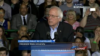 Sen. Bernie Sanders speaks at a rally Monday in Cleveland - C-SPAN