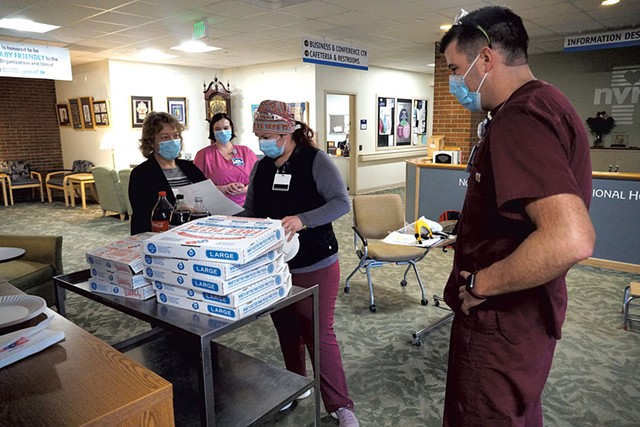 Pizza delivered via Meal Train at Northeastern Vermont Regional Hospital - COURTESY OF NORTHEASTERN VERMONT REGIONAL HOSPITAL