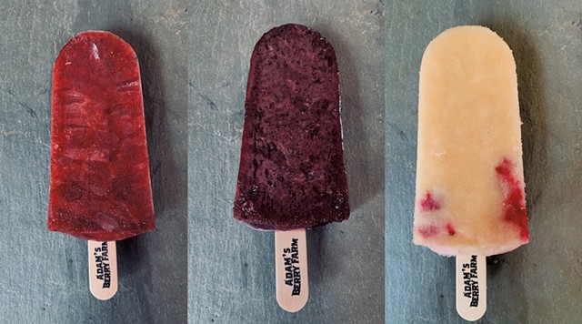 Adam's Berry Farm popsicles: blueberry-strawberry-peach, blueberry-lime and cantaloupe-raspberry-mint - COURTESY OF ADAM'S BERRY FARM