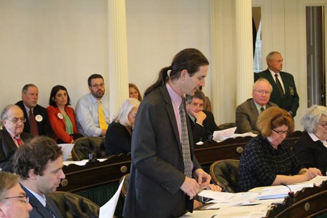 Then-senator David Zuckerman argues against eliminating the philosophical exemption to Vermont's vaccine mandate during an April 2015 Senate debate. - FILE: PAUL HEINTZ ©️ SEVEN DAYS