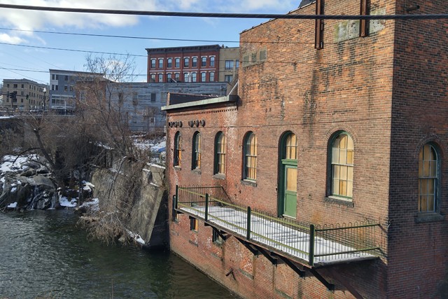 View of the Arch Street Building along Whetstone Brook - COURTESY OF BRATTLEBORO MUSEUM & ART CENTER