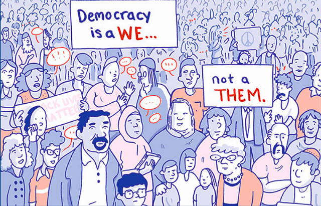 From 'This Is What Democracy Looks Like: A Graphic Guide to Governance' by the Center for Cartoon Studies - DRAWINGS BY DAN NOTT AND KEVIN CZAP