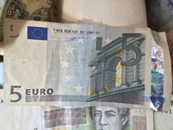 The original five-Euro bill from Kevin Myers - RACHEL ELIZABETH JONES
