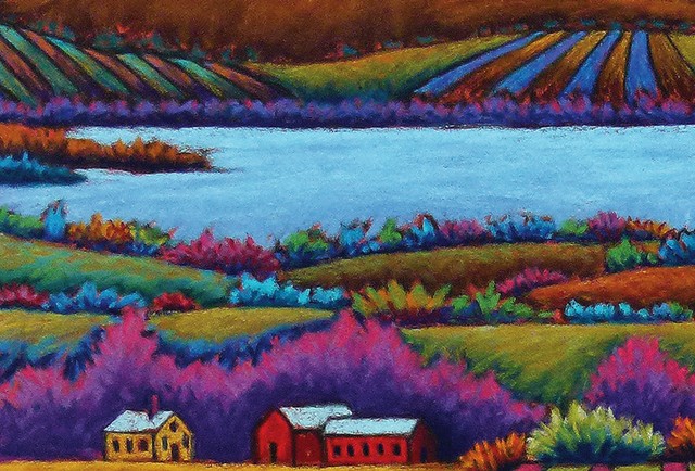 Detail of "Lake Champlain," pastel by Daryl Storrs. PC: Sally MacKay - COURTESY OF VERMONT HISTORICAL SOCIETY