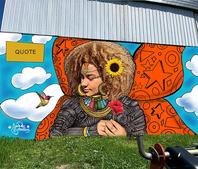 Colorful Afronaut Mural in Need of a Wall