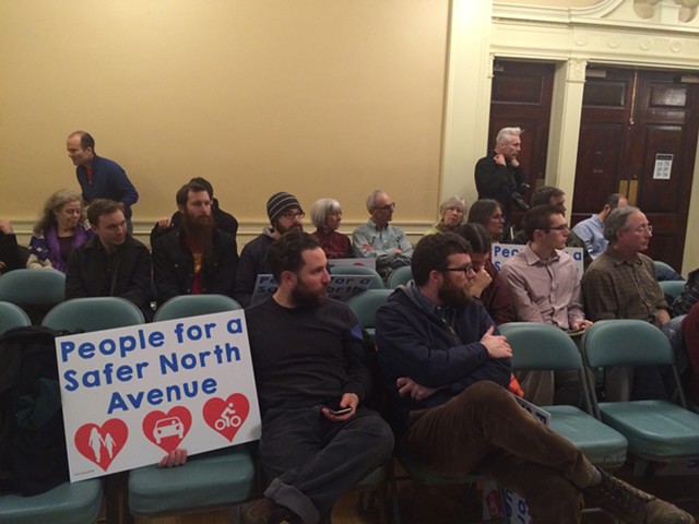 Supporters of the North Avenue pilot project made up most of the audience at Monday's city council meeting. - ALICIA FREESE