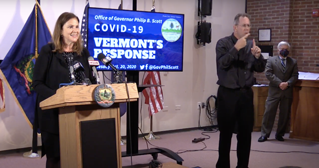 Economic Development Commissioner Joan Goldstein at Tuesday's press conference - SCREENSHOT/ORCA MEDIA