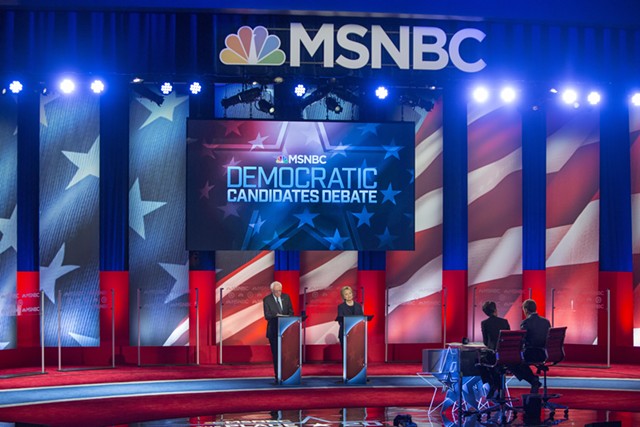 Sen. Bernie Sanders and Hillary Clinton at MSNBC's Democratic debate Thursday in Durham, N.H. - SCOTT EISEN/MSNBC