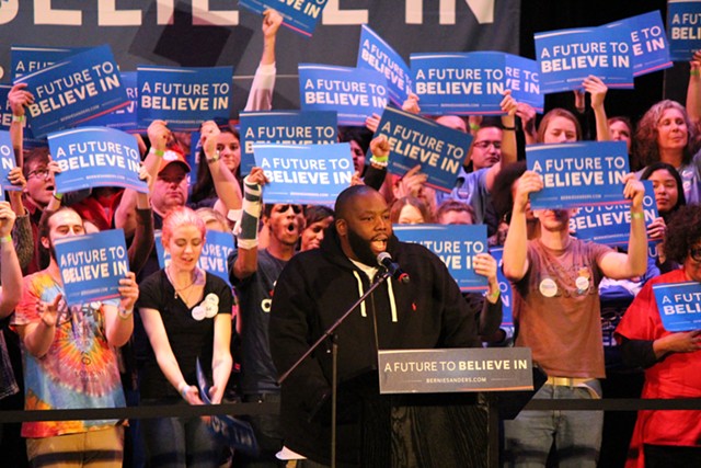 Killer Mike addresses Sanders supporters Friday in Columbia, S.C. - PAUL HEINTZ