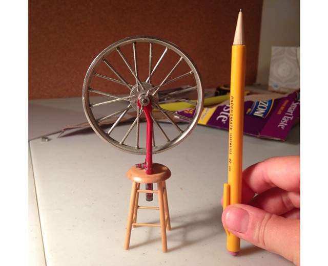 Miniature of Marcel Duchamp's "Bicycle Wheel" readymade by Andrea Rosen - COURTESY OF ANDREA ROSEN