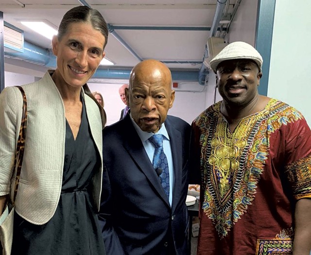 Clare Wool (left) and Noel Green (right) with late U.S. representative and civil rights icon John Lewis in 2019 - COURTESY OF CLARE WOOL