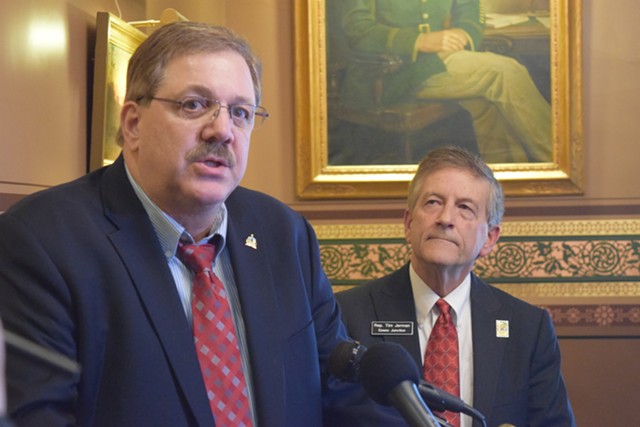 Secretary of State Jim Condos, left, and Vermont Democratic Party vice chair Tim Jerman - TERRI HALLENBECK